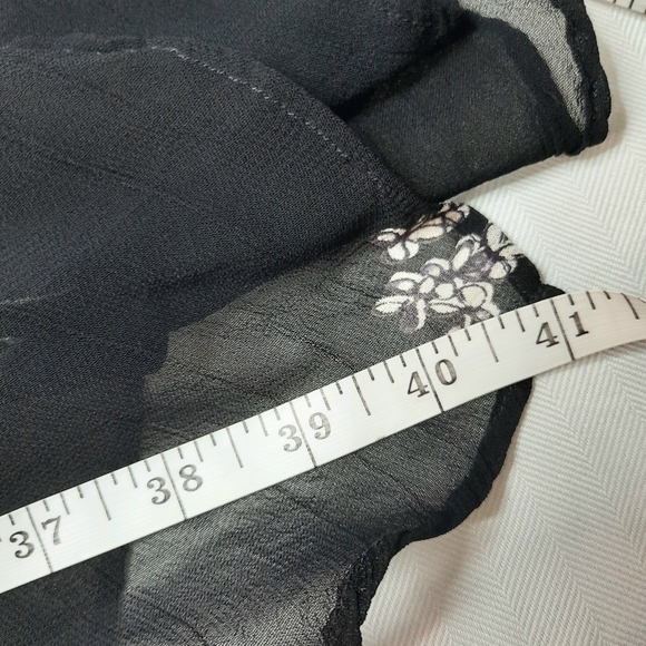 Large Snazzie Sheer asymmetrical black & white floral beaded Maxi skirt - Picture 10 of 15